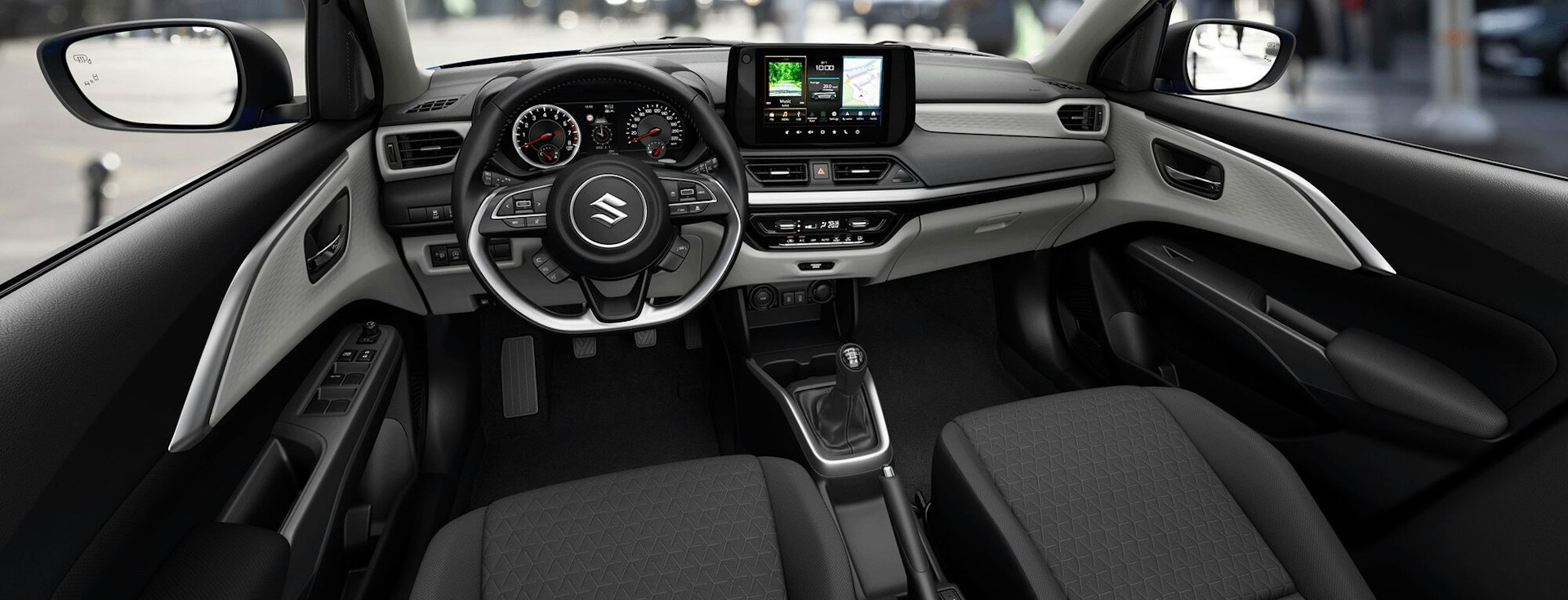 Suzuki SWIFT schwarz/weisses Interieur.