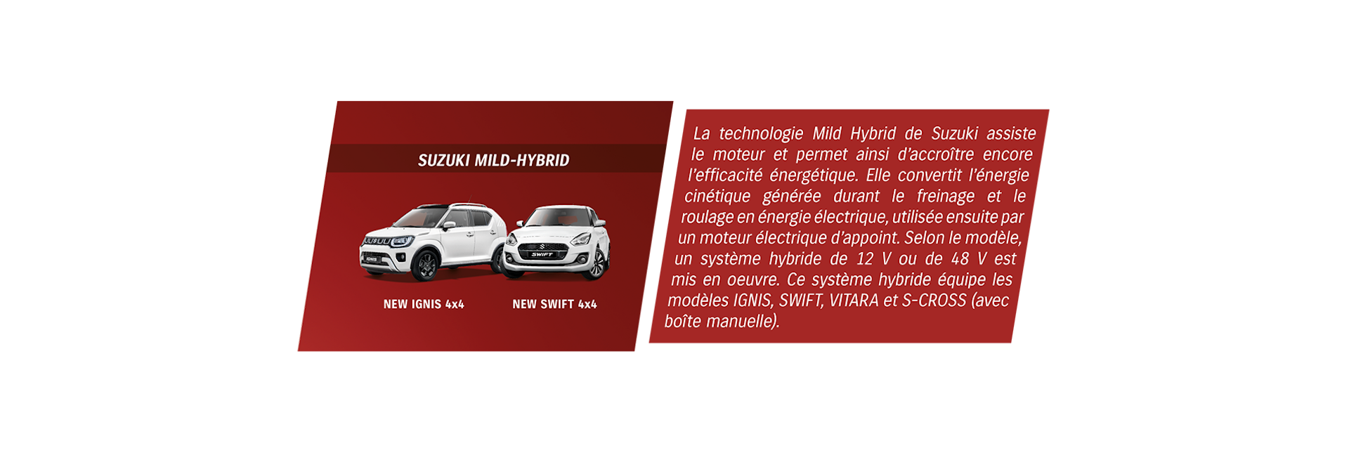 Deux Suzuki Mild-Hybrid avec texte.