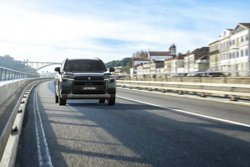 Suzuki Across von hinten mit Koffer