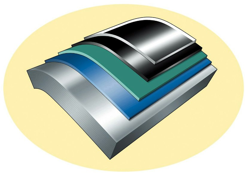 Materialschichten eines Motors